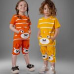 تیشرت شلوارک راه راه جیب کانگورویی