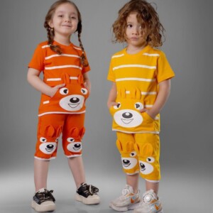 تیشرت شلوارک راه راه جیب کانگورویی