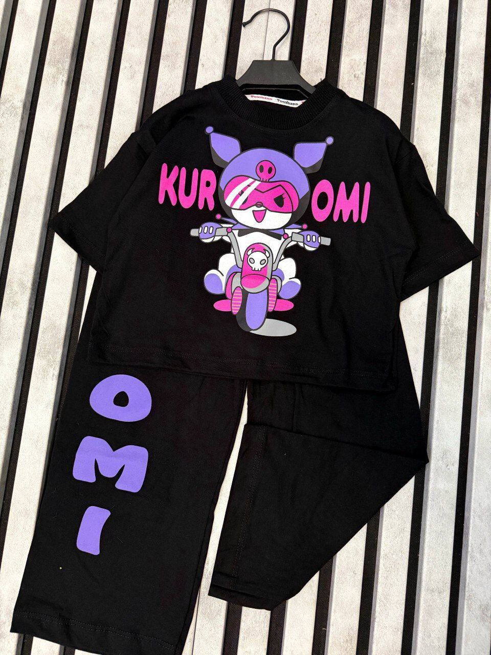 کراپ با شلوار بگ طرح کرومی موتوری