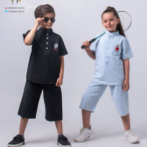 تیشرت شلوارک جین یقه دار