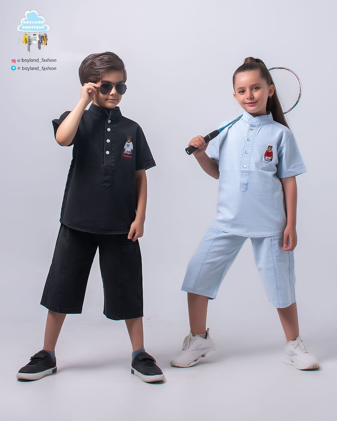 تیشرت شلوارک جین یقه دار